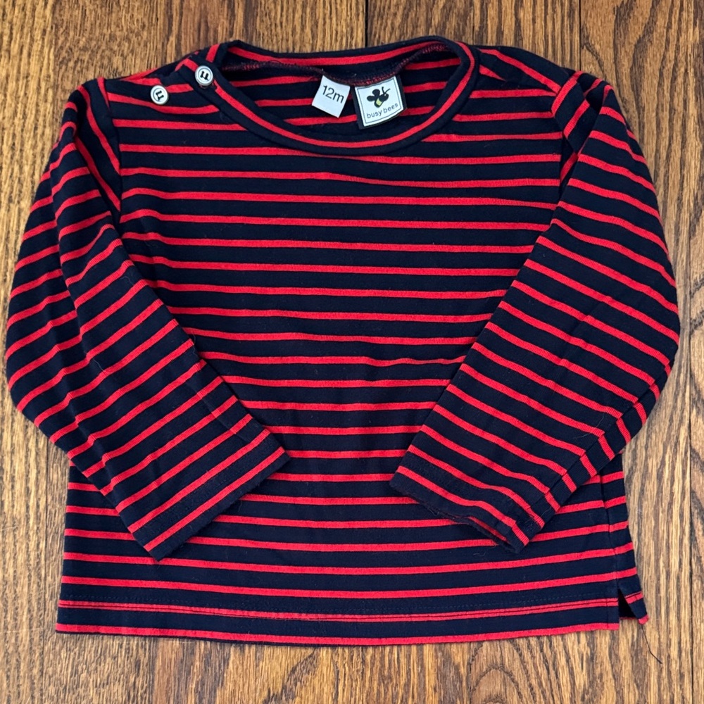 Busy Bees Henry Button Shoulder LS shirt 12 months